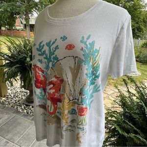 White Stag T-shirt Short Sleeved Watercolor Scene size XL